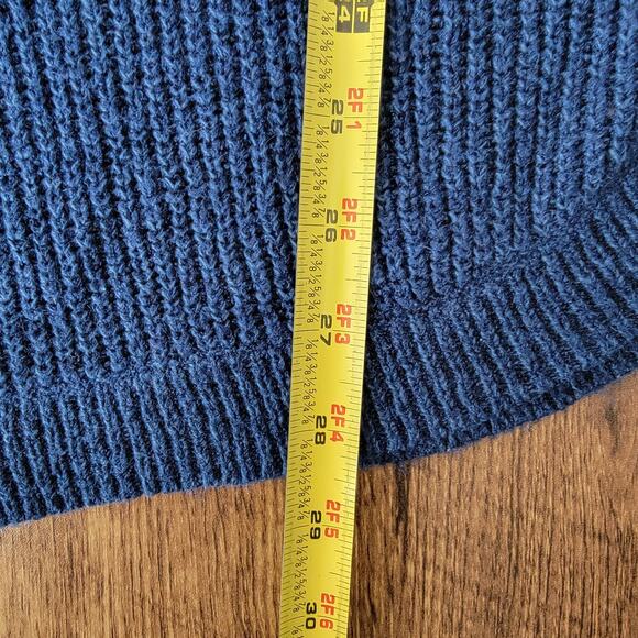 Express Blue Tunic Sweater Y2K Women L Shaker Knit 3/4 Sleeve Preppy Office Work - Picture 6 of 7